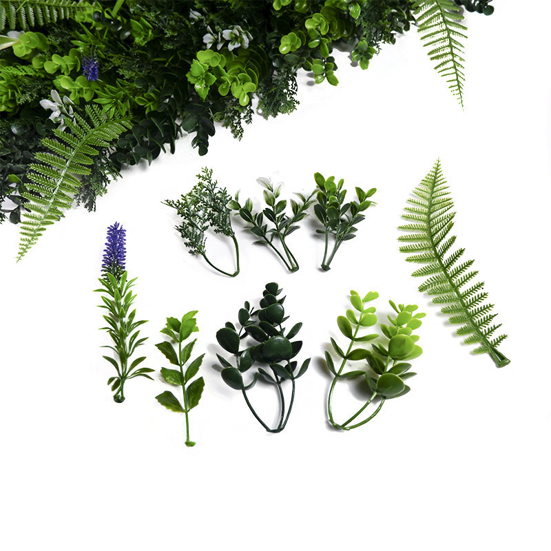 인공 식물과 꽃이 있는 가짜 녹지 벽-6